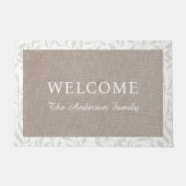 Eleganter Foliage Familienname Willkommen Fußmatte (Vorderseite)