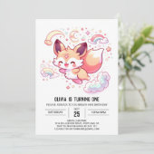 Eleganter Forest Fox 1. Geburtstag Einladung (Stehend Vorderseite)