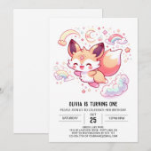 Eleganter Forest Fox 1. Geburtstag Einladung (Vorne/Hinten)