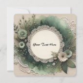 Eleganter Forest Green Frame mit Blume Einladung (Vorderseite)