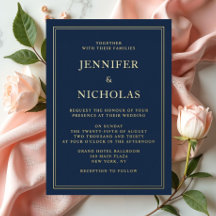Eleganter Formal Navy Blue Wedding Foil
