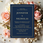 Eleganter Formal Navy Blue Wedding Foil Folieneinladung