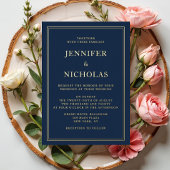 Eleganter Formal Navy Blue Wedding Foil Folieneinladung