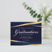 Eleganter formaler Abschluss für Navy Blue Gold Ge Postkarte (Stehend Vorderseite)