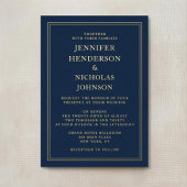 Eleganter formaler Blue Wedding Gold Foil Folieneinladung