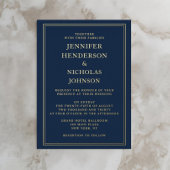 Eleganter formaler Blue Wedding Gold Foil Folieneinladung