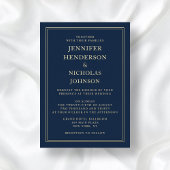 Eleganter formaler Blue Wedding Gold Foil Folieneinladung