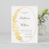 Eleganter formaler klassischer Schmetterlingsrahme Folieneinladung (Stehend vorne)