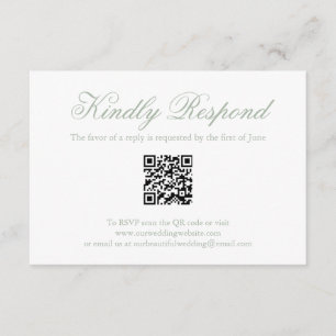 Eleganter formaler QR-Code Grüne Hochzeit RSVP Karte
