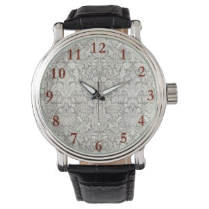 eleganter formaler weißer Damast-Spitzen-Brokat Armbanduhr