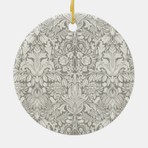 eleganter formaler weißer Damast-Spitzen-Brokate Keramikornament