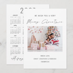 Eleganter Foto-2027-Kalender Frohe Weihnachtskarte Feiertagskarte