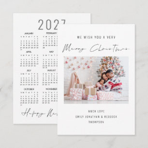 Eleganter Foto-2027-Kalender Frohe Weihnachtskarte Mitteilungskarte
