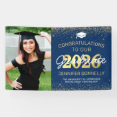 Eleganter Foto Abschluss Blue & Gold Banner (Horizontal)