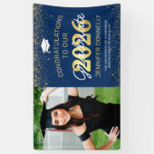 Eleganter Foto Abschluss Blue & Gold Banner (Vertikal)