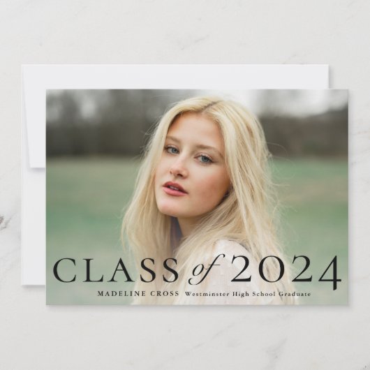 Eleganter Foto-Abschluss der Geschlossen Klasse Einladung (Vorderseite)