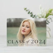 Eleganter Foto-Abschluss der Geschlossen Klasse Einladung (Stehend Vorderseite)