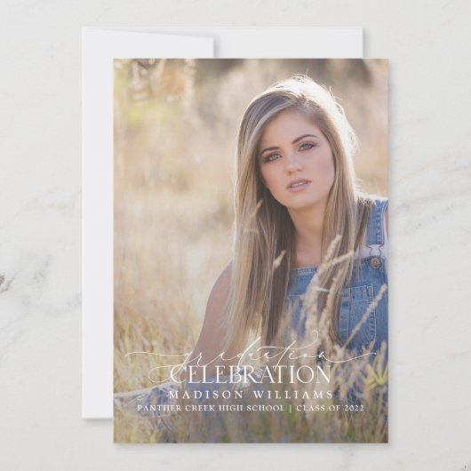 Eleganter Foto Abschluss Einladung (Vorderseite)