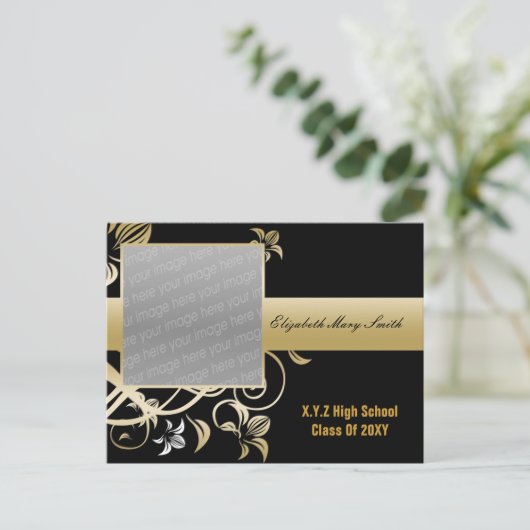 eleganter Foto Abschluss Einladung (Stehend Vorderseite)