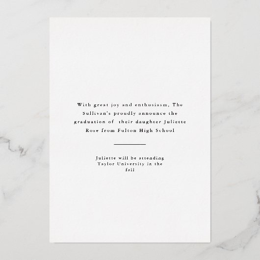 Eleganter Foto-Abschluss Folieneinladung (Rückseite)