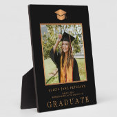 Eleganter Foto-Abschluss für Schwarz-Gold-Absolven Fotoplatte (Seite)