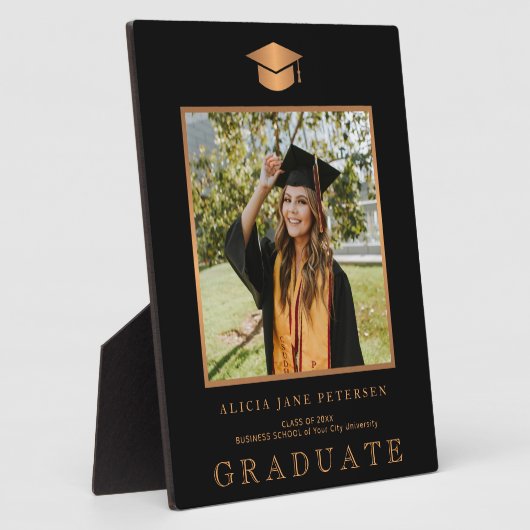 Eleganter Foto-Abschluss für Schwarz-Gold-Absolven Fotoplatte (Seite)