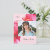 Eleganter Foto Abschluss Rosa Postkarte (Stehend Vorderseite)