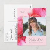 Eleganter Foto Abschluss Rosa Postkarte (Vorne/Hinten)