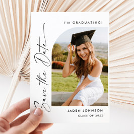 Eleganter Foto Abschluss Save the Date Postkarte