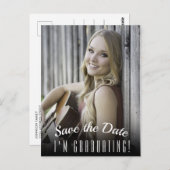 Eleganter Foto Abschluss Save the Date Postkarte (Vorne/Hinten)