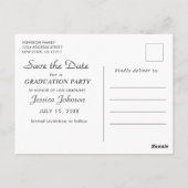 Eleganter Foto Abschluss Save the Date Postkarte (Rückseite)