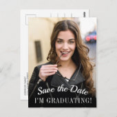 Eleganter Foto Abschluss Save the Date Postkarte (Vorne/Hinten)
