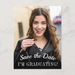 Eleganter Foto Abschluss Save the Date Postkarte