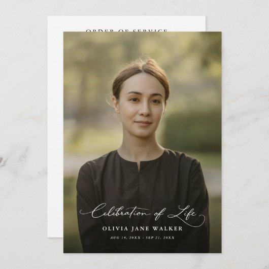 Eleganter Foto Beerdigungsorden Programm (Vorne/Hinten)