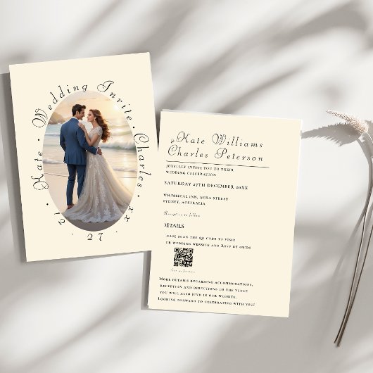 Eleganter Foto Frame QR Code Einladung