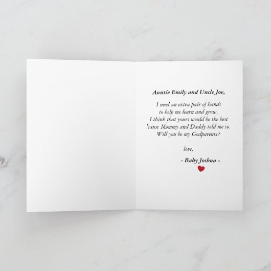 Eleganter Foto Godeltern Vorschlag Karte (Innenseite)