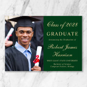 Eleganter Foto Green Gold Uni-Abschluss Ankündigung