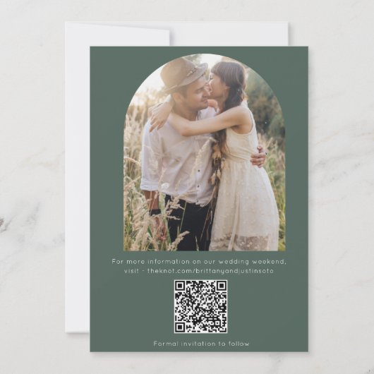 Eleganter Foto Hochzeit im Herbst QR Code Save The Date (Rückseite)