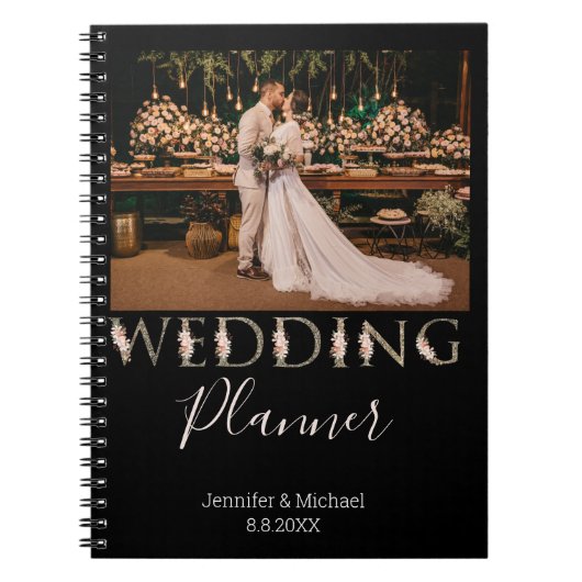 eleganter Foto-Hochzeitsplaner Notizblock (Vorderseite)
