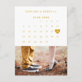 Eleganter Foto Kalender Gold Hochzeit Sichern Sie  Ankündigungspostkarte