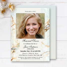 Eleganter Foto Marble Beerdigung Gedenkservice Einladung