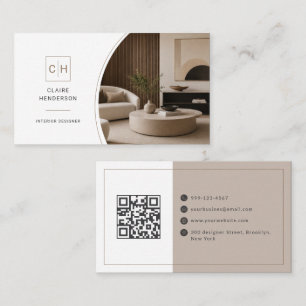 Eleganter Foto-Monogramm-QR-Code-Designer Visitenkarte