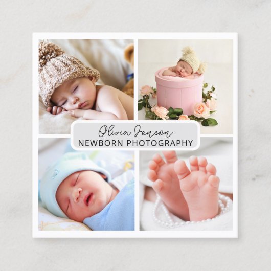 Eleganter Foto Neugeborener Fotograf qr-Code Quadratische Visitenkarte (Vorderseite)