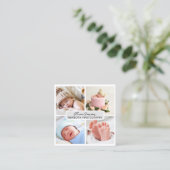 Eleganter Foto Neugeborener Fotograf qr-Code Quadratische Visitenkarte (Stehend Vorderseite)