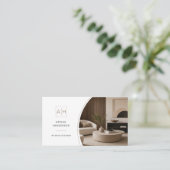 Eleganter Foto-QR-Code-Interior-Designer Visitenkarte (Stehend Vorderseite)
