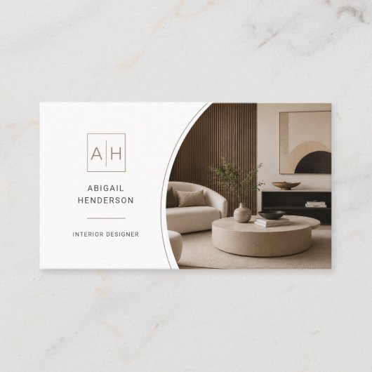 Eleganter Foto-QR-Code-Interior-Designer Visitenkarte (Vorderseite)