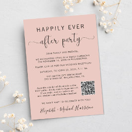 Eleganter Foto QR Code Rosa Hochzeitsempfang Einladung