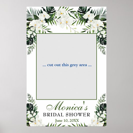 Eleganter Foto-Rahmen für Weißorchids Brautparty Poster (Vorne)