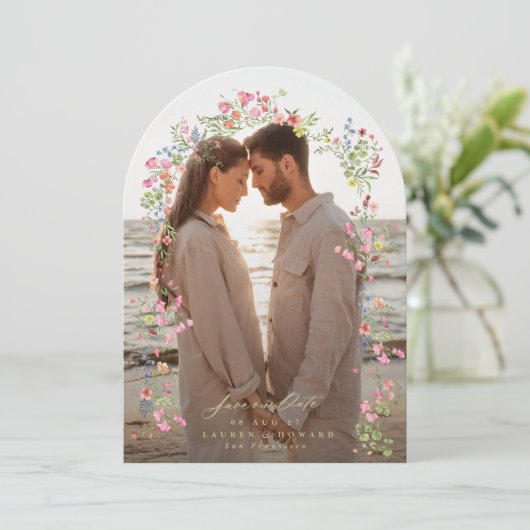 eleganter Foto Save the Date Hochzeit Einladung (Stehend Vorderseite)