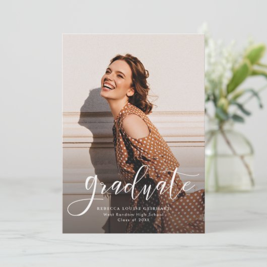 Eleganter Foto Script Abschluss 2025 Ankündigung (Stehend Vorderseite)